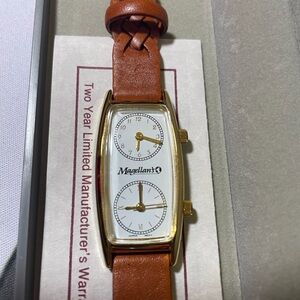 Pedre Dual Time Women’s Watch Braided Leather Strap New